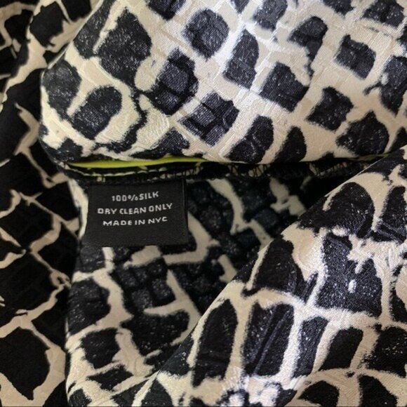 Alice Trixie Silk Midi Dress Small Black White Print Designer Party - Picture 6 of 6